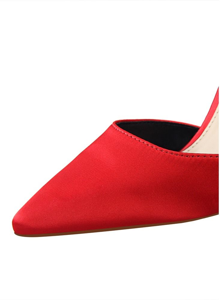 BIGTREE حذاء بكعب عالٍ مدبب من الأمام ارتفاع الكعب 10 سم أحمر - Image 4