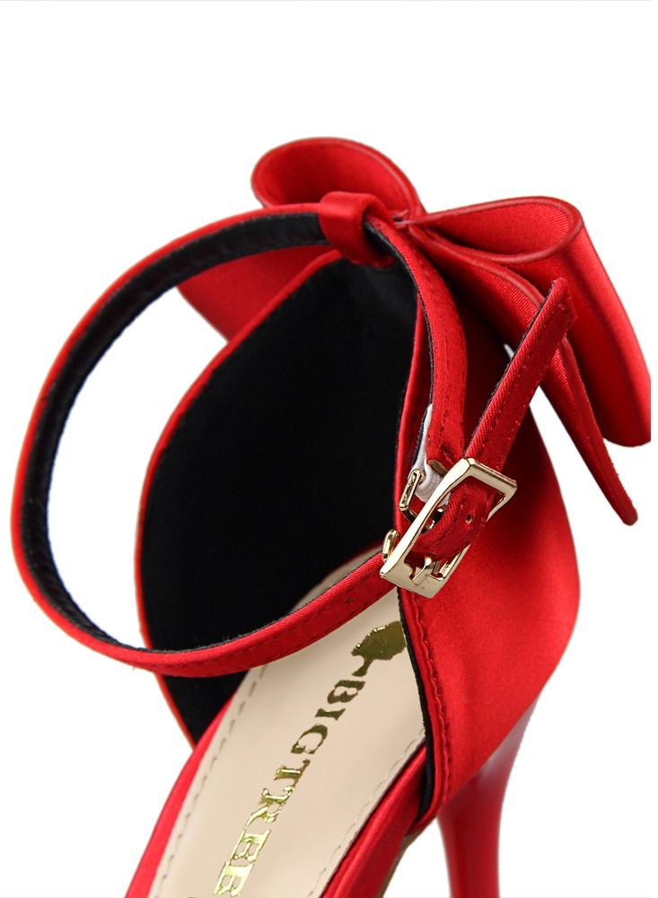 BIGTREE حذاء بكعب عالٍ مدبب من الأمام ارتفاع الكعب 10 سم أحمر - Image 5