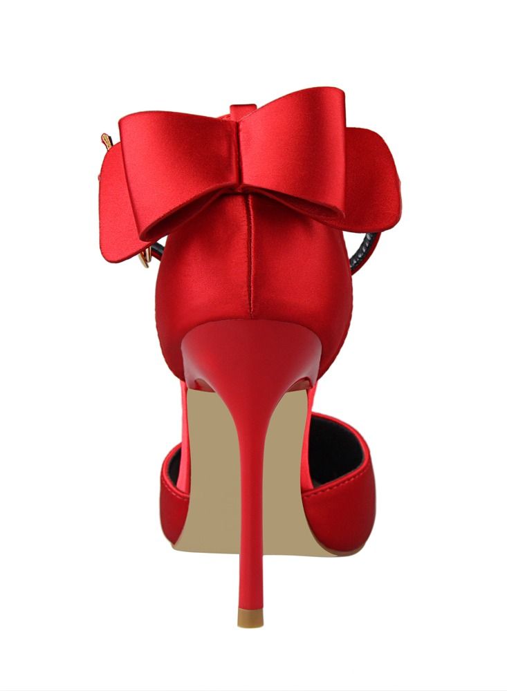 BIGTREE حذاء بكعب عالٍ مدبب من الأمام ارتفاع الكعب 10 سم أحمر - Image 3