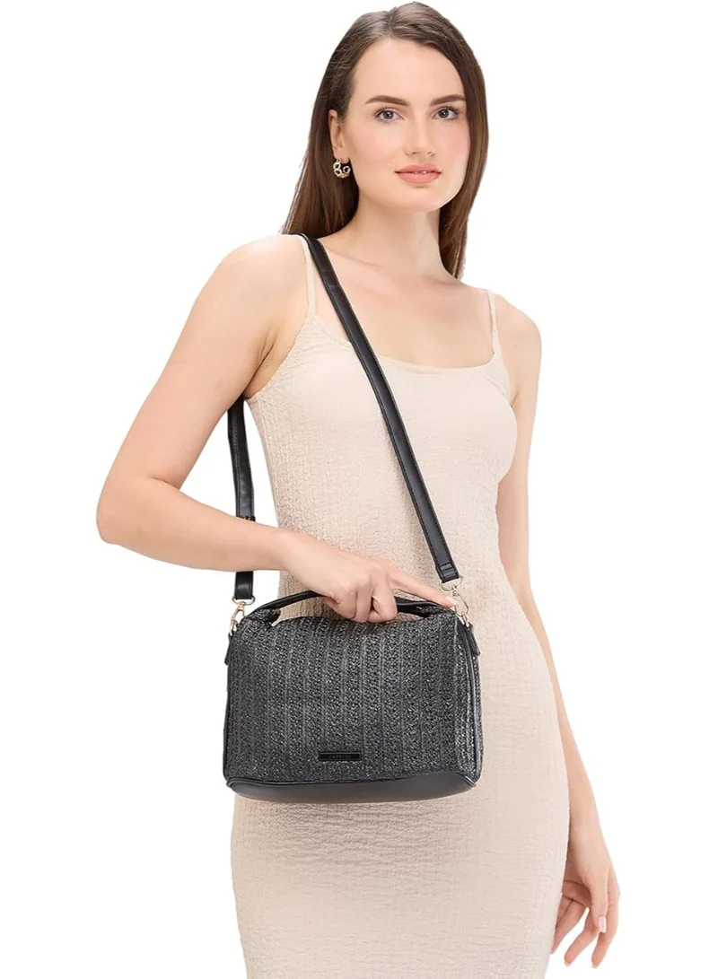 CAPRESE Caprese Neo Sling Bag, Black-Medium | Self Designed Handbag for Women | Adjustable Strap & Spacious Interiors | Perfect Ladies Purse for Carrying Everyday Essentials & Travel
