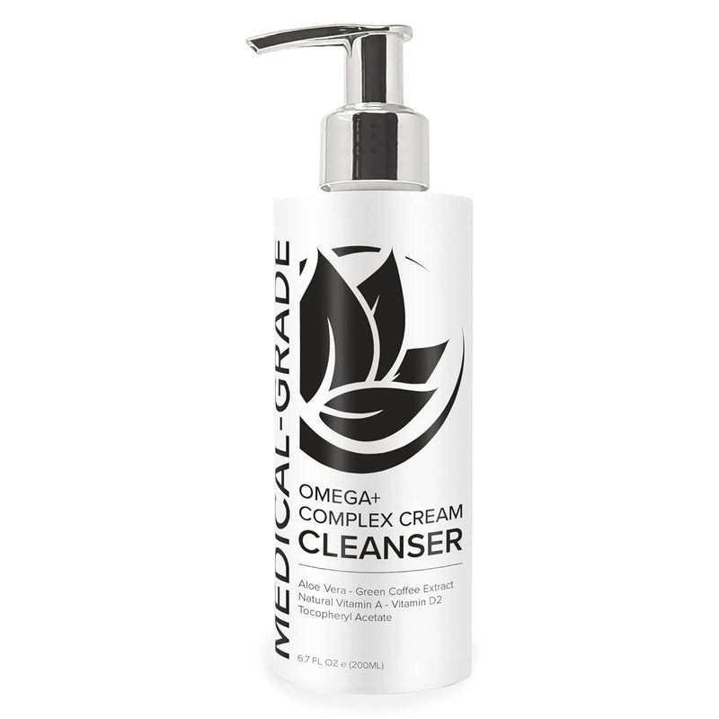 Microderm GLO Omega Complex Cream Facial Cleanser Daily Face Wash  Makeup Remover All Skin Types Omega 3  6 Retinyl Green Coffee Extract  Aloe Vera ParabenFree  Vegan 67 Fl Oz