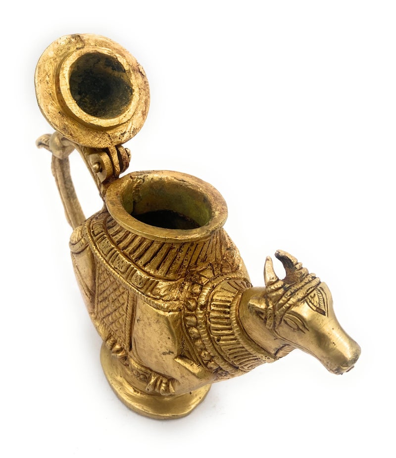 Bhunes Gaumukhi Shringi Kamandal Brass Pooja Vessel for Abhishek Rudrabhishek Shivling Mahadev Puja Temple Home Worship Deity Rituals, Gold, 5.5 Inch, 1 Piece - Image 4