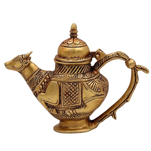 Bhunes Gaumukhi Shringi Kamandal Brass Pooja Vessel for Abhishek Rudrabhishek Shivling Mahadev Puja Temple Home Worship Deity Rituals, Gold, 5.5 Inch, 1 Piece - Image 2