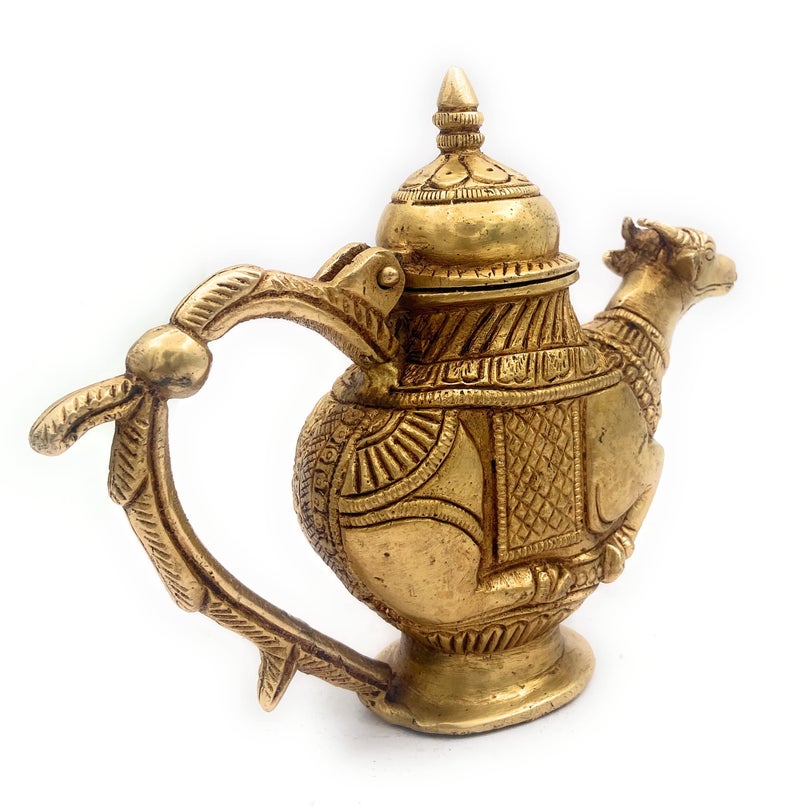 Bhunes Gaumukhi Shringi Kamandal Brass Pooja Vessel for Abhishek Rudrabhishek Shivling Mahadev Puja Temple Home Worship Deity Rituals, Gold, 5.5 Inch, 1 Piece - Image 5
