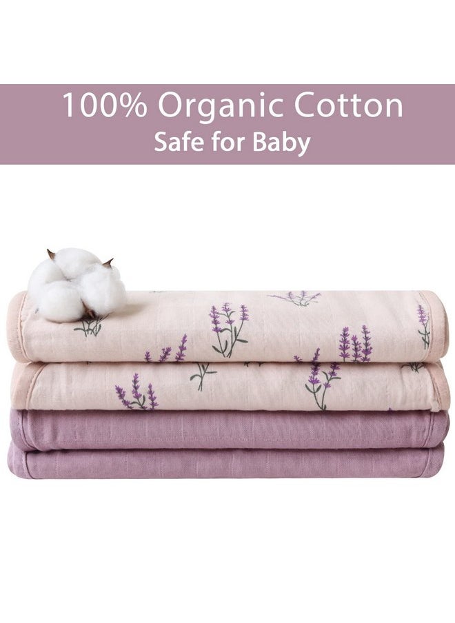 LifeTree LifeTree Muslin Baby Burp Cloths - Ultra Soft 2 Pack Organic Cotton Large 22'' by 10'' Absorbent Milk Spit Up Rags - Burping Cloths for Newborn, Girls Boys (Lavender & Mauve)  - Image 3