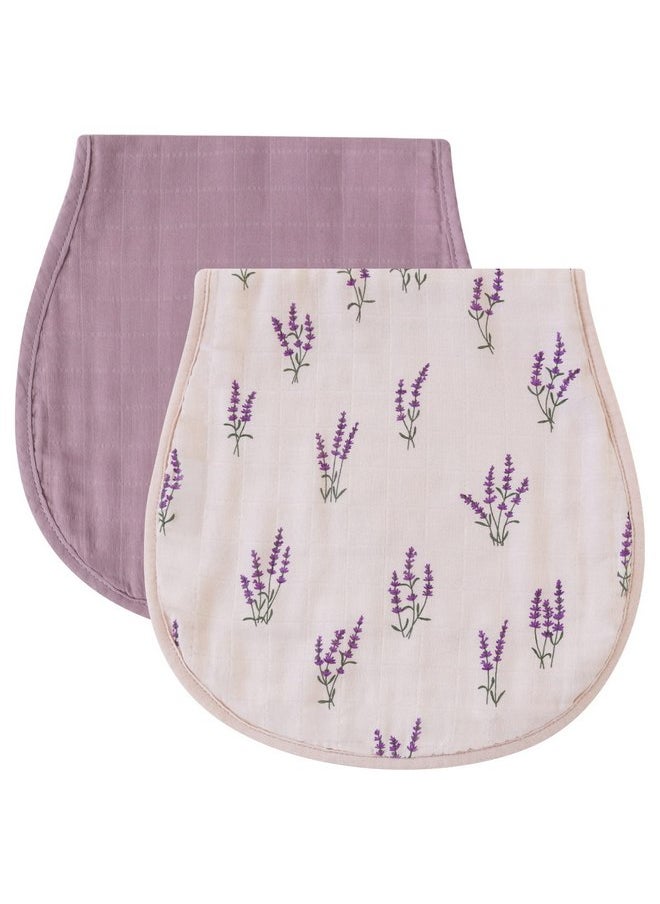 LifeTree LifeTree Muslin Baby Burp Cloths - Ultra Soft 2 Pack Organic Cotton Large 22'' by 10'' Absorbent Milk Spit Up Rags - Burping Cloths for Newborn, Girls Boys (Lavender & Mauve)  - Image 1
