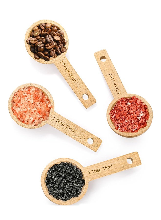 Sweet Life 4 Pack Wood Measuring Scoops for Canister, 1 Tablespoon Beech Coffee Scoop Measuring Spoons for Coffee Beans, Ground Coffee, Protein Powder, Spices, Tea and Bath Salt  - Image 5