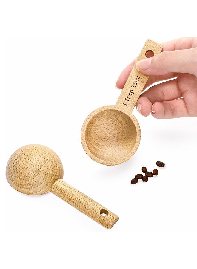 Sweet Life 4 Pack Wood Measuring Scoops for Canister, 1 Tablespoon Beech Coffee Scoop Measuring Spoons for Coffee Beans, Ground Coffee, Protein Powder, Spices, Tea and Bath Salt  - Image 4
