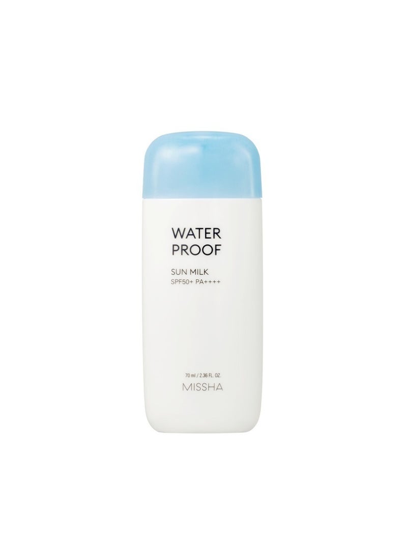 Missha Korean All-Around Safe Block Waterproof Sun Milk Spf50+ Pa++++ , For Broad-Spectrum Protection , Leaves Skin Soft And Matte Finish 70ml - Image 1