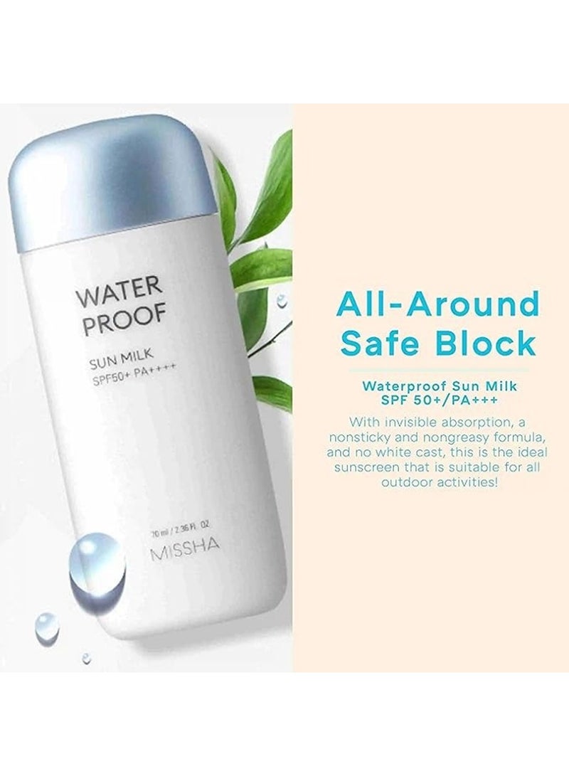 Missha Korean All-Around Safe Block Waterproof Sun Milk Spf50+ Pa++++ , For Broad-Spectrum Protection , Leaves Skin Soft And Matte Finish 70ml - Image 3