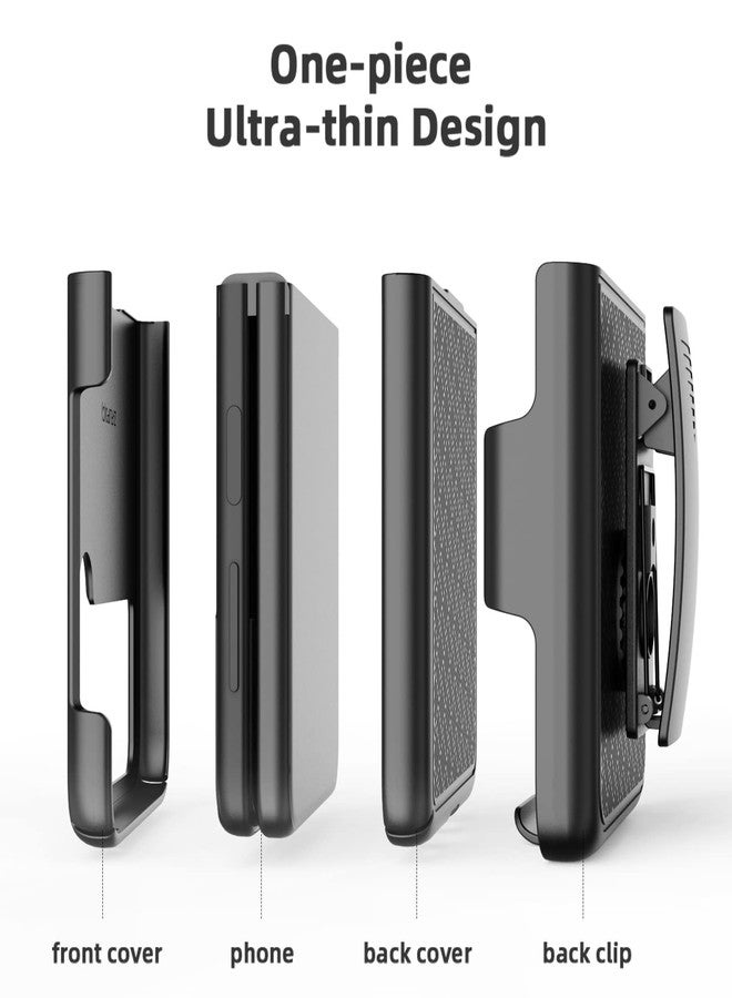 Ailiber Galaxy Z Flip3 5G Case, Samsung Galaxy Z Flip 3 5G (SM-F711) Holster Swivel Belt Clip, Kickstand Holder Combo Cover, Slim Shockproof Shell Slide Pouch Phone Cover for Samsung Z Flip 3-Black - Image 4