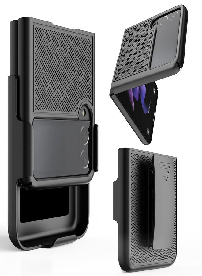 Ailiber Galaxy Z Flip3 5G Case, Samsung Galaxy Z Flip 3 5G (SM-F711) Holster Swivel Belt Clip, Kickstand Holder Combo Cover, Slim Shockproof Shell Slide Pouch Phone Cover for Samsung Z Flip 3-Black - Image 1