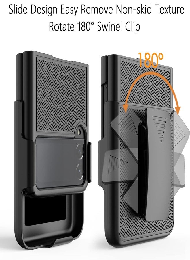 Ailiber Galaxy Z Flip3 5G Case, Samsung Galaxy Z Flip 3 5G (SM-F711) Holster Swivel Belt Clip, Kickstand Holder Combo Cover, Slim Shockproof Shell Slide Pouch Phone Cover for Samsung Z Flip 3-Black - Image 3