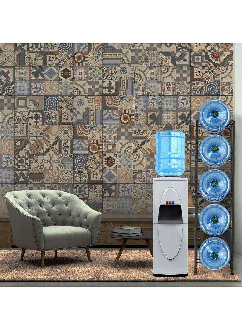 DubaiGallery رف مبرد المياه، حامل زجاجات المياه المتين المكون من 5 طبقات لتخزين موزع المياه سعة 5 جالون، يوفر المساحة (أسود) - Image 2