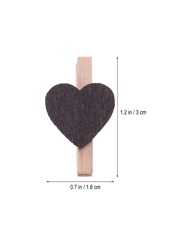 Generic 25-Piece Black Heart Shape Wooden Photo Clips,Mini Clothes Pins for Photo,with 5M Twine String for Hanging Pictures  - Image 2