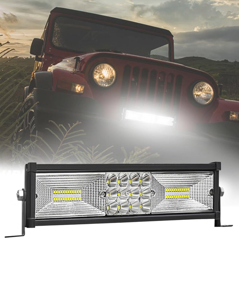 Carzex 60 Led 11 Inch Bar Light Led Fog Light for Cars/Bikes/Scooty, Spot + Flood Beam Combo Led Lights, Super Bright White Auxiliary Fog Lights - Image 1