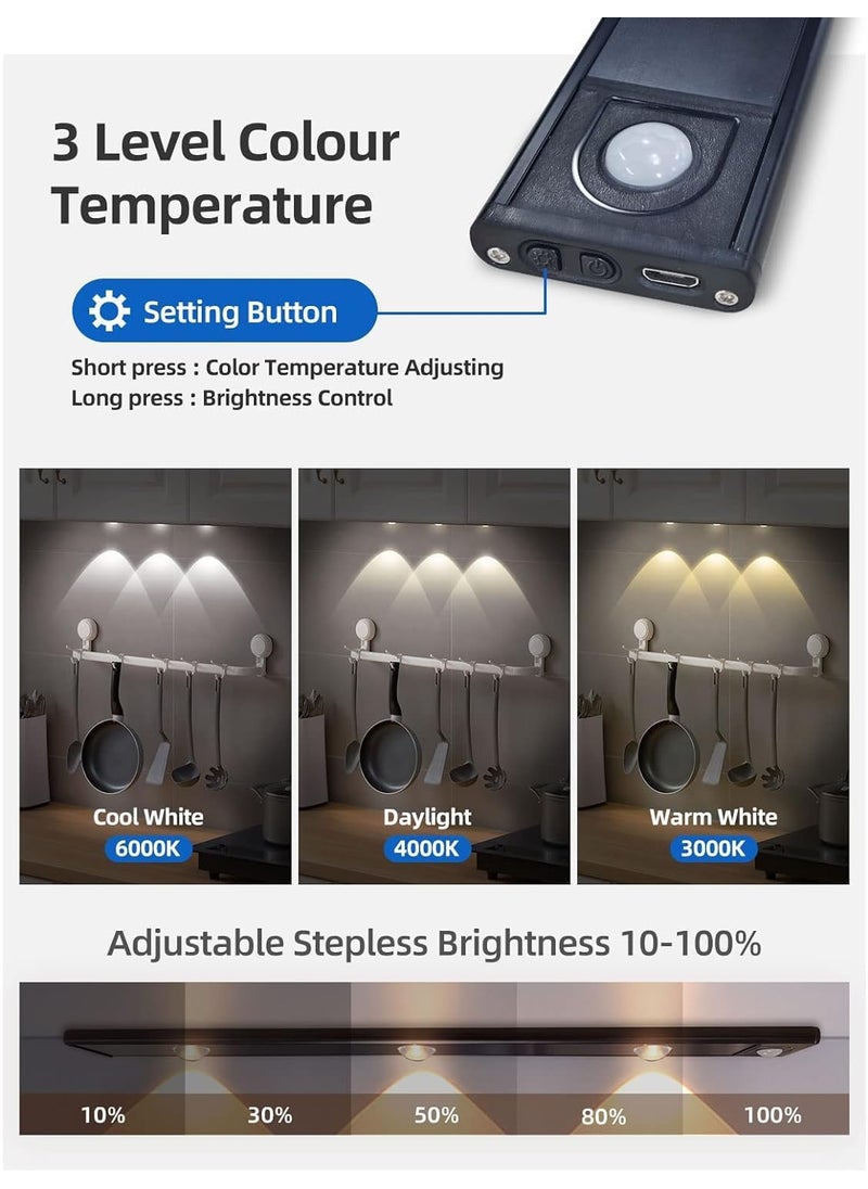 PIHARVA PIHARVA Under The Cabinet Lights 40 cm Motion Light Home Removable Dimmable USB Rechargeable Closet Light Wireless Wardrobe Light for Home Kitchen Stairs Wardrobe Pack of 1  - Image 3
