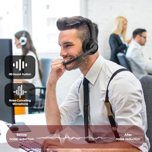 ONIKUMA GAMING USB Headset with Microphone for PCLaptop Wired Headphones with Noise Cancelling Mic USB C USB A Allday Comfort Lightweight Computer Headset for Home Office Call Center School Remote Work - Image 3