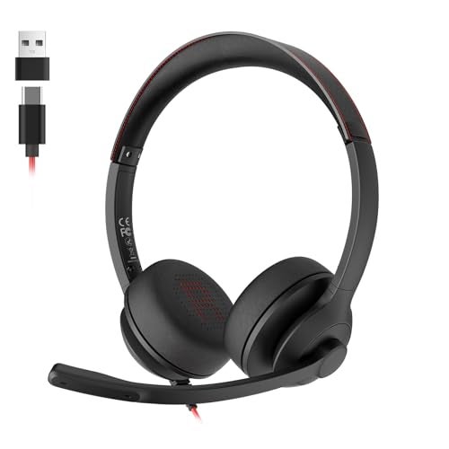 ONIKUMA GAMING USB Headset with Microphone for PCLaptop Wired Headphones with Noise Cancelling Mic USB C USB A Allday Comfort Lightweight Computer Headset for Home Office Call Center School Remote Work - Image 1