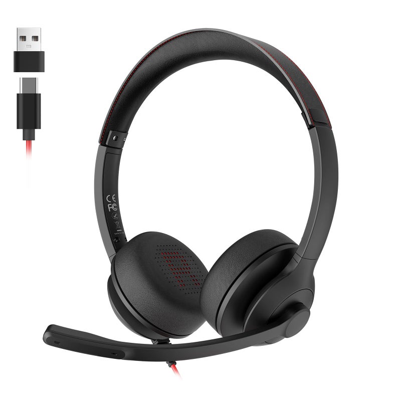 ONIKUMA GAMING USB Headset with Microphone for PCLaptop Wired Headphones with Noise Cancelling Mic USB C USB A Allday Comfort Lightweight Computer Headset for Home Office Call Center School Remote Work - Image 2