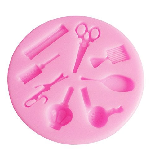 AKOAK Creative Scissors Hair Tools Shaped Fondant Mold,Resin Clay Chocolate Candy Silicone Cake Mould,Fondant Cake Decorating Tools - Image 1