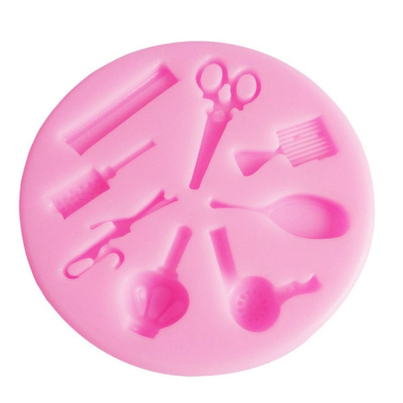 AKOAK Creative Scissors Hair Tools Shaped Fondant Mold,Resin Clay Chocolate Candy Silicone Cake Mould,Fondant Cake Decorating Tools - Image 5
