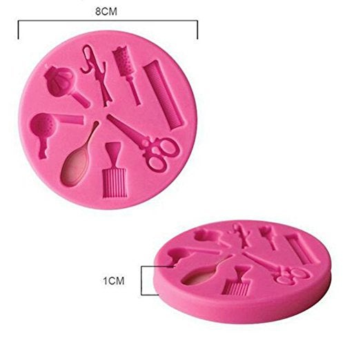 AKOAK Creative Scissors Hair Tools Shaped Fondant Mold,Resin Clay Chocolate Candy Silicone Cake Mould,Fondant Cake Decorating Tools - Image 3