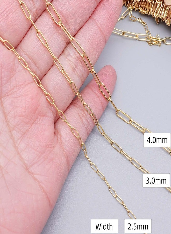 THREENEST 16.4-Feet Width 4mm Stainless Steel Paperclip Chains, 18K Real Gold Plated, Soldered Cable Long Craft Chain for Necklace Bracelet Earring Jewelry Making (2202-GOLD-5M) - Image 2