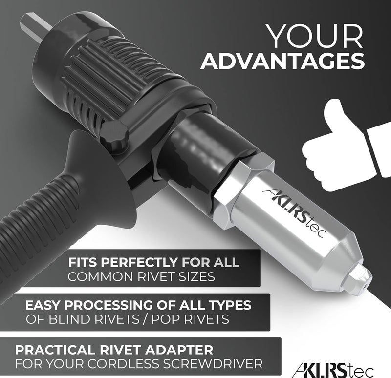 KLRStec Professional Rivet Gun Adapter - Rivet Attachment for Cordless Screwdrivers and Drills - Easy processing for Pop Rivets - Image 4