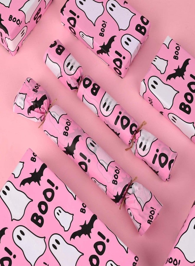 Bolsome 100 Sheets 20 * 14 Inches Pink Ghost and Boo Tissue Paper Halloween Bat Ghost Printed Tissue Paper for Birthday Party Baby Shower Halloween Party DIY Craft - Image 5