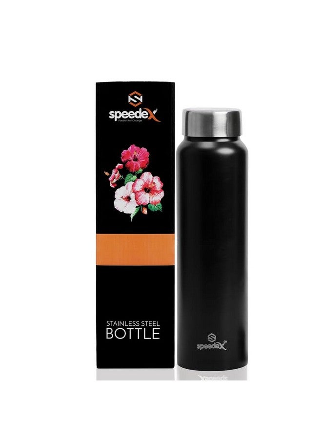 Speedex Stainless Steel Black Water Bottle 1 Litre with Screw Cap | Leak Proof & BPA Free | Fridge Safe Bottle for School, Gym, Office | For Boys, Girls, Men, Women, Kids - Image 1