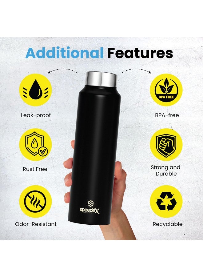Speedex Stainless Steel Black Water Bottle 1 Litre with Screw Cap | Leak Proof & BPA Free | Fridge Safe Bottle for School, Gym, Office | For Boys, Girls, Men, Women, Kids - Image 5