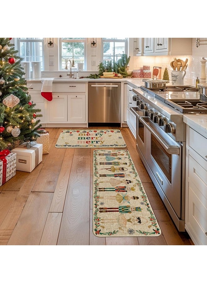 أرتويد مود مجموعة من قطعتين من سجادات المطبخ المزخرفة بألوان مائية من Artoid Mode بتصميم كسارات البندق لعيد الميلاد المجيد، سجادات مطبخ بسيطة للحفلات المنزلية - مقاس 17 × 29 و17 × 47 بوصة - Image 3