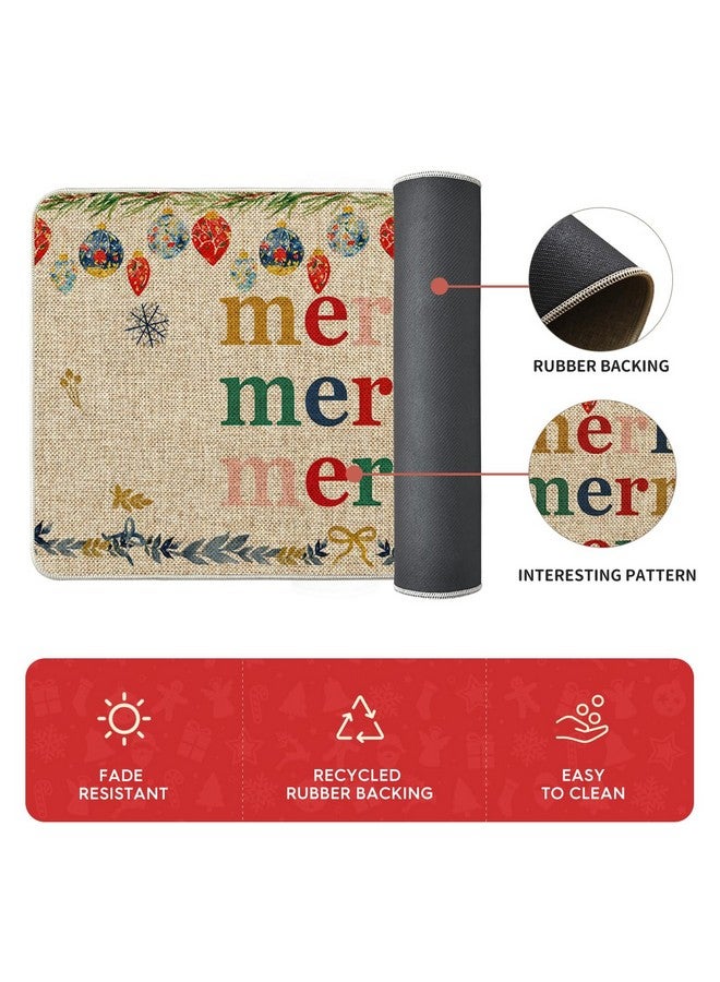 أرتويد مود مجموعة من قطعتين من سجادات المطبخ المزخرفة بألوان مائية من Artoid Mode بتصميم كسارات البندق لعيد الميلاد المجيد، سجادات مطبخ بسيطة للحفلات المنزلية - مقاس 17 × 29 و17 × 47 بوصة - Image 5