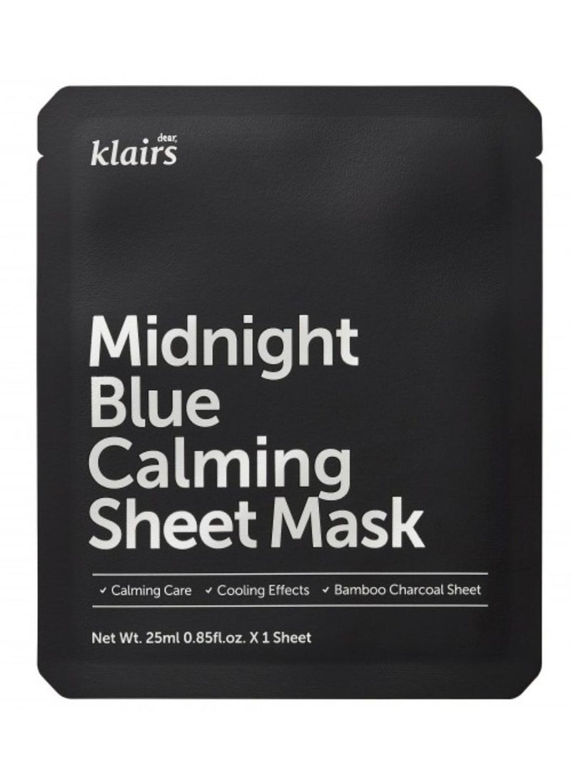 Dear,Klairs Dear, Klairs Midnight Blue Calming Sheet Mask - for Irritated and Sunburned Skin 25ml - Image 1