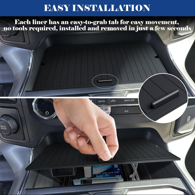Sinvanho Center Console Organizer Cover for Ford F150 Accessories 2021-2024 2025 & Lightning XLT 2022 2023 2024 Middle Console Secret Pocket Lid Interior Hidden Storage Compartment Tray with USB Holes, 2PCS - Image 4