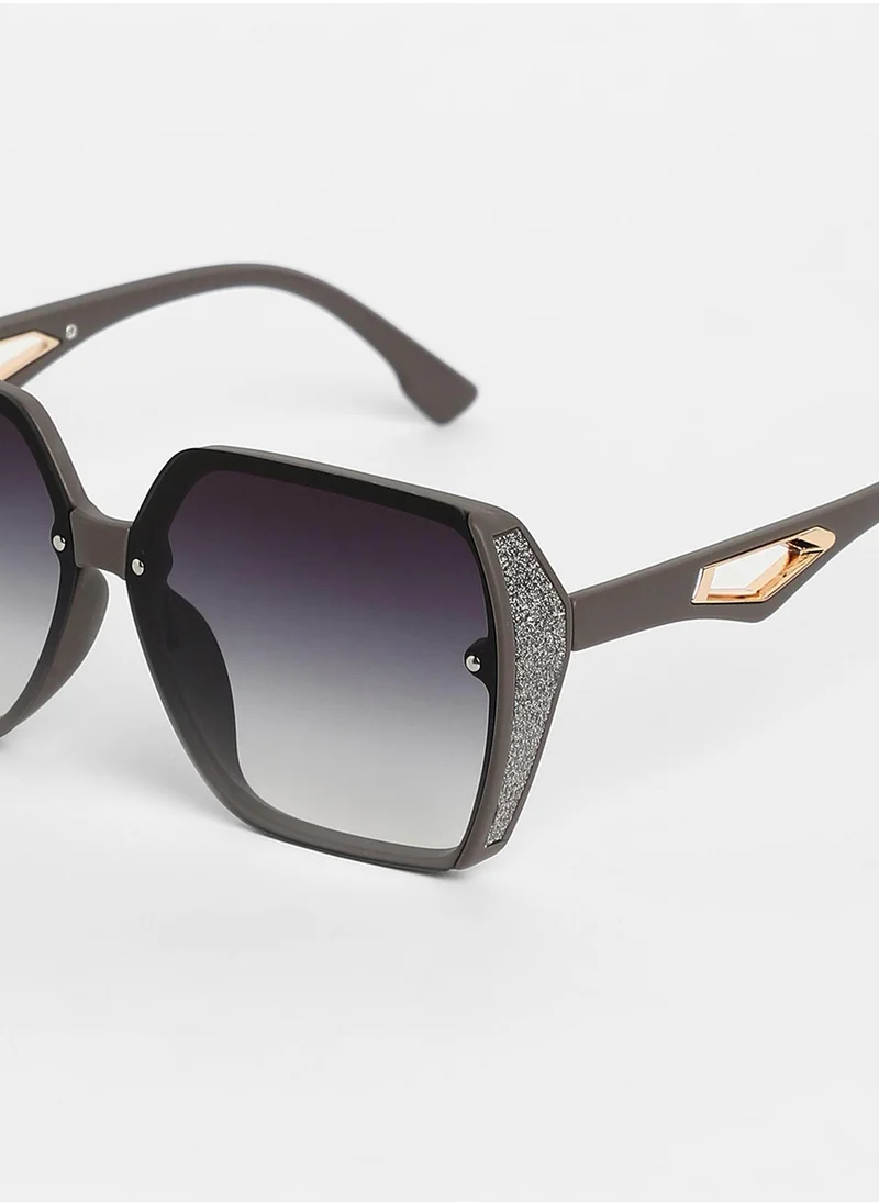 Haute Sauce The Glint Block Oversized Sunglasses
