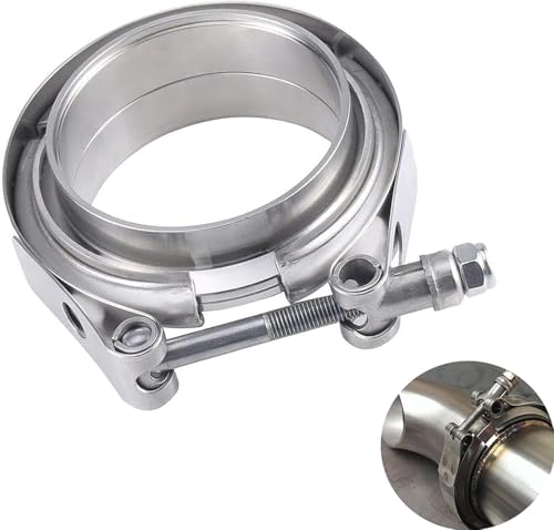TuhooMall 3 Inch Stainless Steel Exhaust V Band Clamp Male Female Flange Assembly V Band Clamp with Flanges for Turbo Downpipes Exhaust Systems 3 inch - Image 1