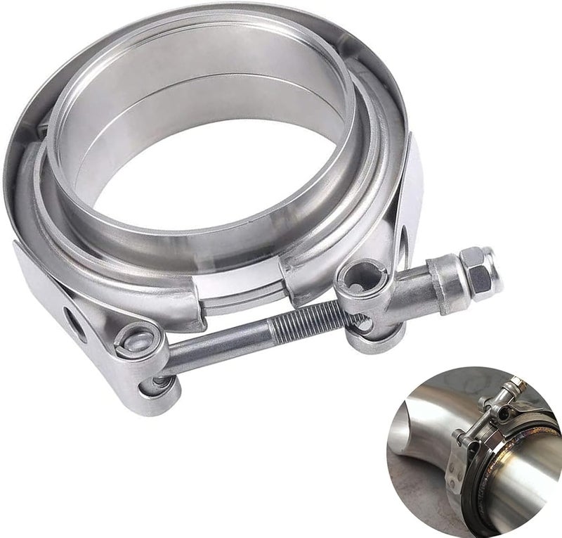 TuhooMall 3 Inch Stainless Steel Exhaust V Band Clamp Male Female Flange Assembly V Band Clamp with Flanges for Turbo Downpipes Exhaust Systems 3 inch - Image 3