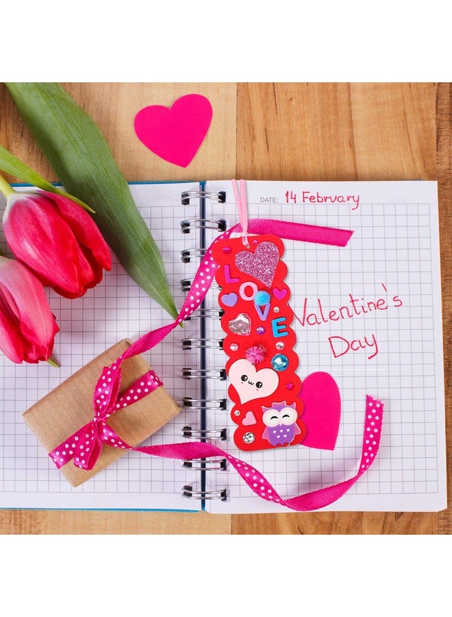 Winlyn 36 Sets Valentine Decorations DIY Bookmarks Craft Kit - Blank Foam With Smile Face Hearts Owl Alphabets Stickers for Kids Classroom Activity Reading Gift Exchange - Image 5
