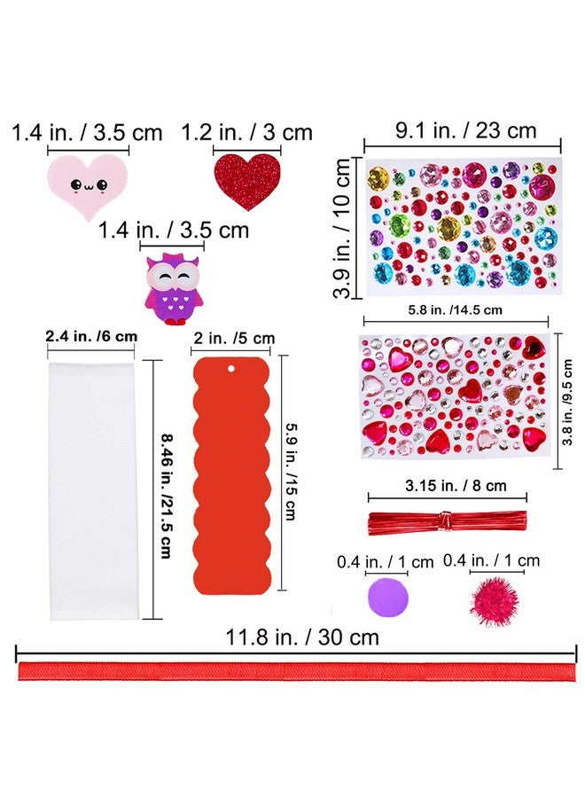Winlyn 36 Sets Valentine Decorations DIY Bookmarks Craft Kit - Blank Foam With Smile Face Hearts Owl Alphabets Stickers for Kids Classroom Activity Reading Gift Exchange - Image 2