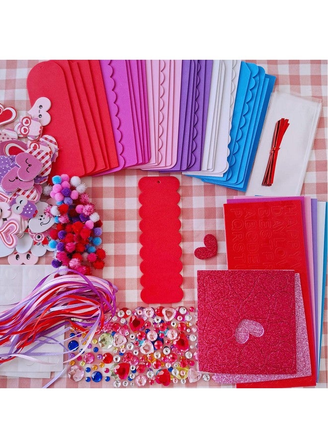 Winlyn 36 Sets Valentine Decorations DIY Bookmarks Craft Kit - Blank Foam With Smile Face Hearts Owl Alphabets Stickers for Kids Classroom Activity Reading Gift Exchange - Image 3