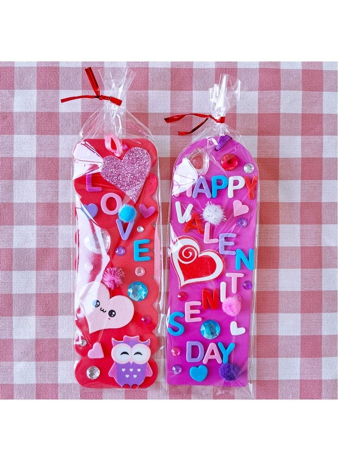 Winlyn 36 Sets Valentine Decorations DIY Bookmarks Craft Kit - Blank Foam With Smile Face Hearts Owl Alphabets Stickers for Kids Classroom Activity Reading Gift Exchange - Image 4