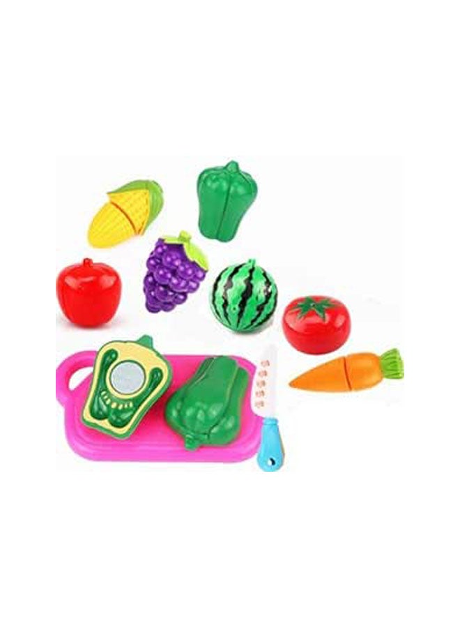 Kid's Plastic Fruits Vegetables Cutting Kitchen Educational Toy Fun - 10 Pieces