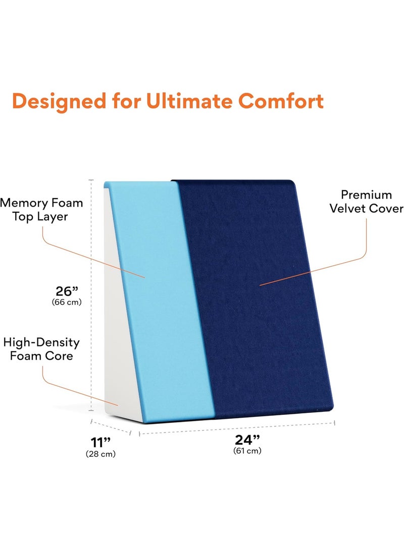 Bed Wedge Pillow with Memory Foam – Supportive Back & Elevation Cushion – Ideal for Acid Reflux, Snoring, Post-Surgery Recovery & Comfortable Rest - Image 3