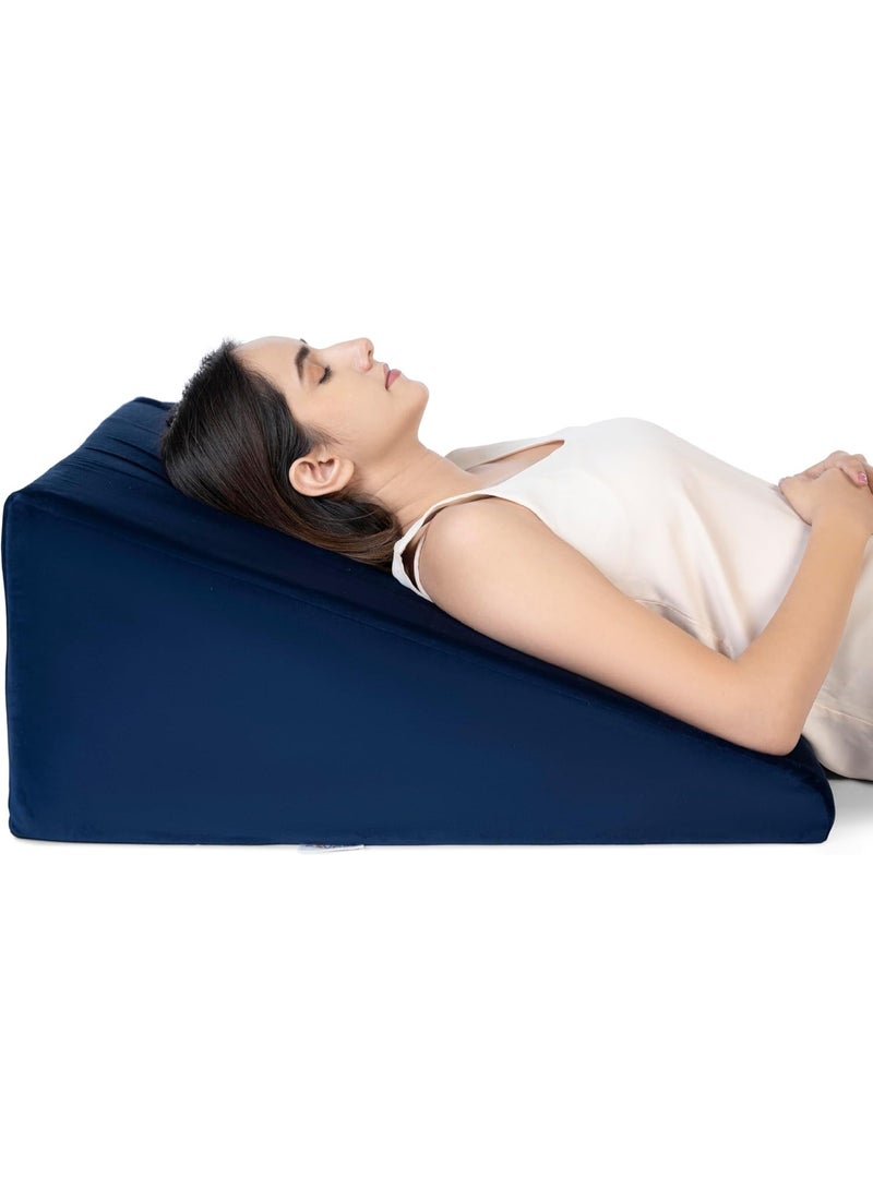 Bed Wedge Pillow with Memory Foam – Supportive Back & Elevation Cushion – Ideal for Acid Reflux, Snoring, Post-Surgery Recovery & Comfortable Rest - Image 1