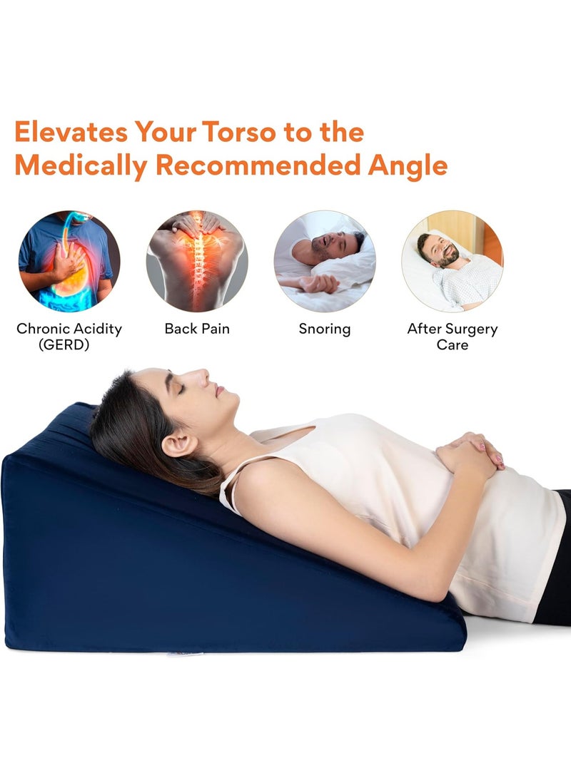 Bed Wedge Pillow with Memory Foam – Supportive Back & Elevation Cushion – Ideal for Acid Reflux, Snoring, Post-Surgery Recovery & Comfortable Rest - Image 2