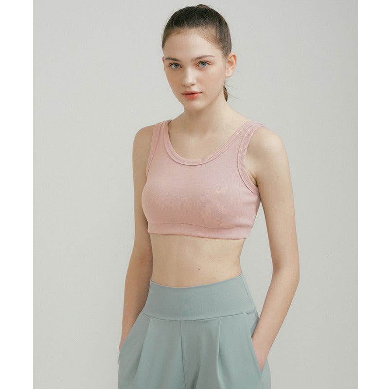 2023 Summer Thread Yoga Bra Vest Wide Shoulder Strap Sports Running Short U-Shaped Beauty Back Inner Bra Vest - Image 1