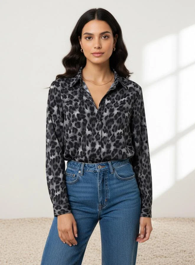 Splash FAV Regular Fit Viscose Animal Print Shirt with Collar