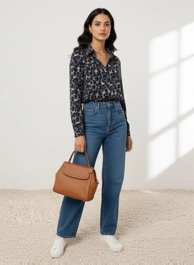 Splash FAV Regular Fit Viscose Animal Print Shirt with Collar